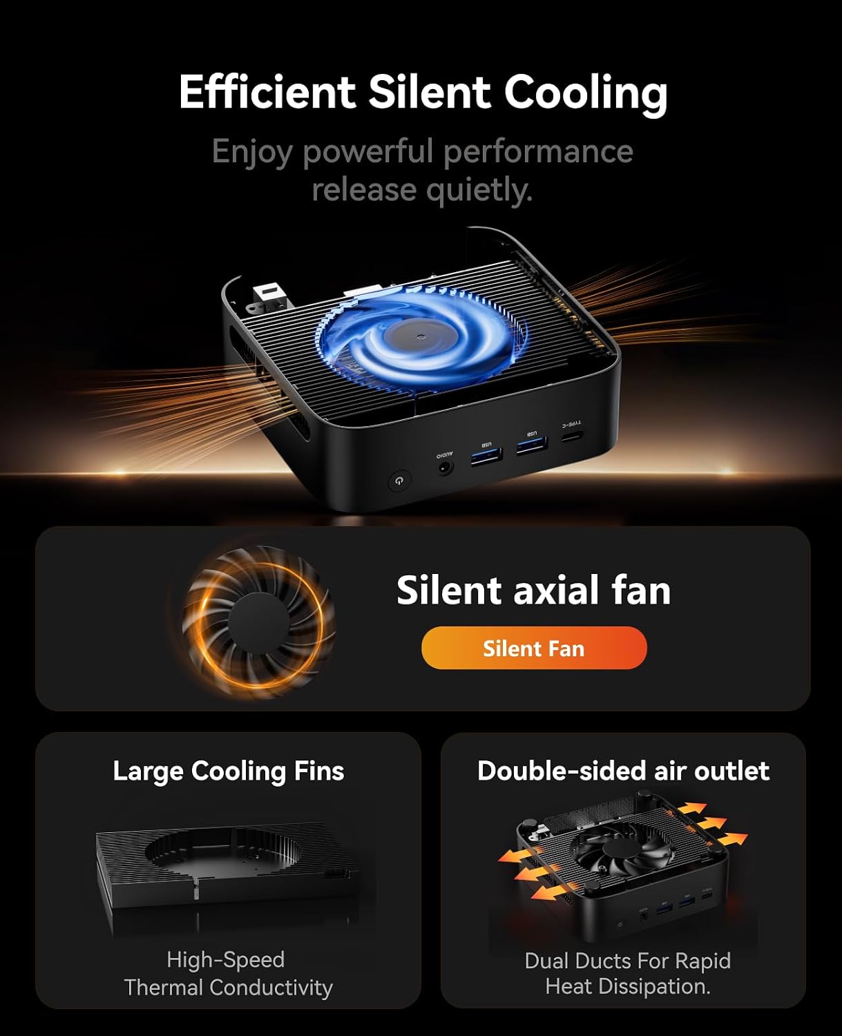 ACEMAGICIAN Kron Mini K1 Mini PC, AMD Ryzen 7 7730U, 16GB DDR4 512GB SSD Mini PC Computers Micro Desktop PC 4K Triple Display WiFi6 BT5.2
