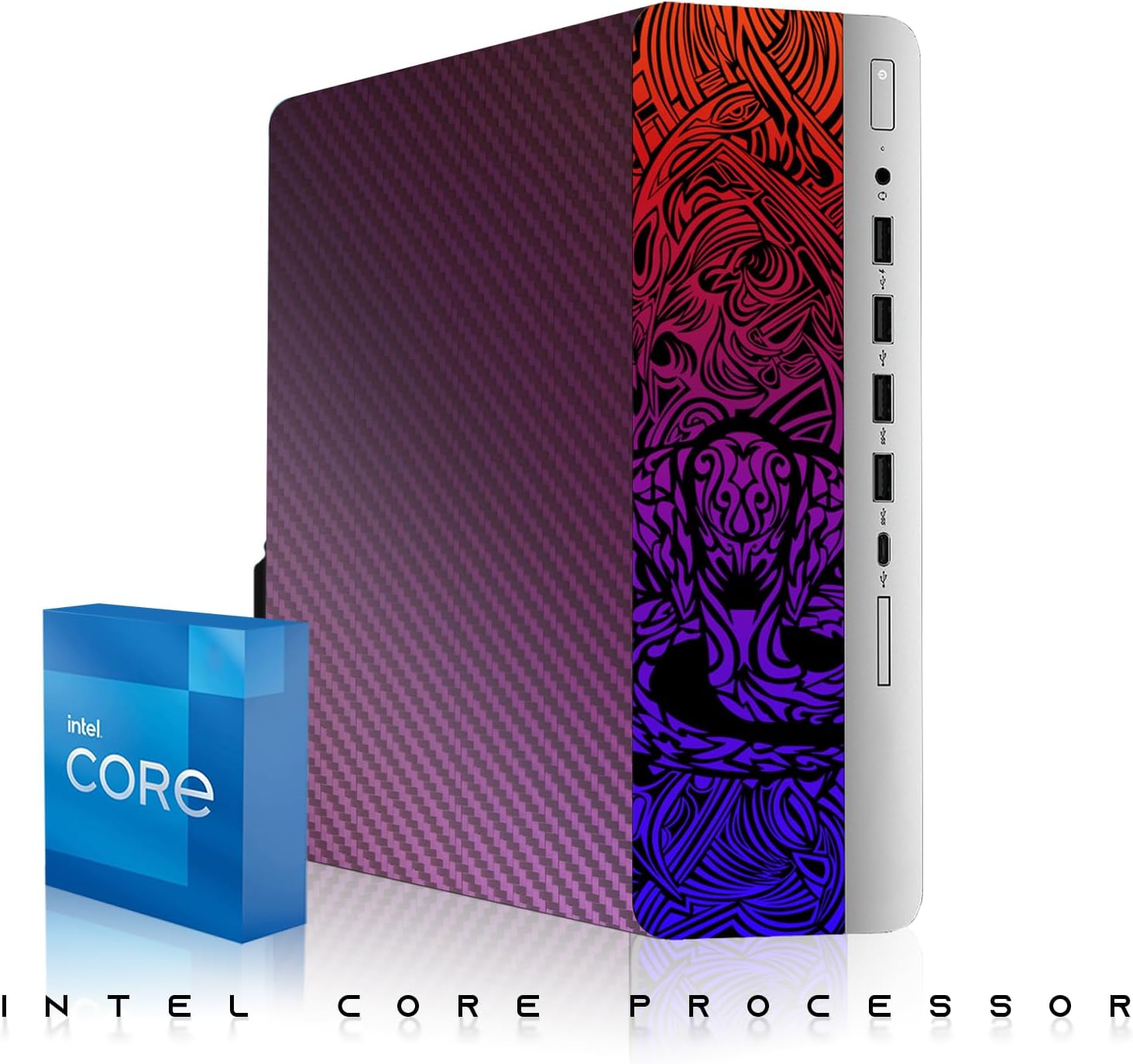 TechMagnet HP Chameleon Cobra Edition RGB Gaming Desktop PC,Intel Core i7,16GB DDR4 RAM,512GB SSD,GT 1030 Graphics Card,24 Inch Curved Monitor,RGB Kit,Webcam,Windows 11 (Renewed)
