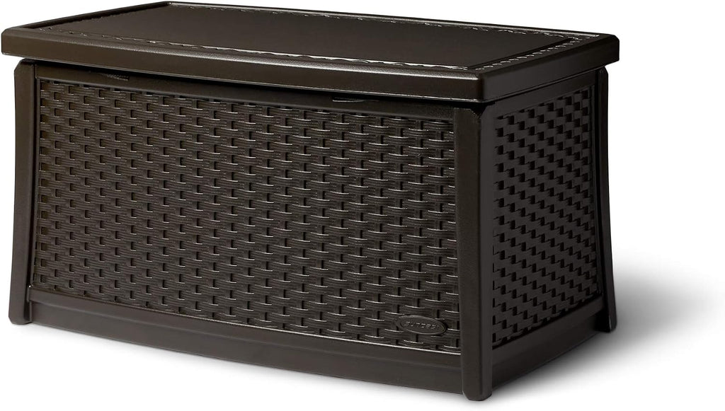 Suncast Elements Outdoor Resin Wicker Coffee Table with Storage, Java (2 Pack)