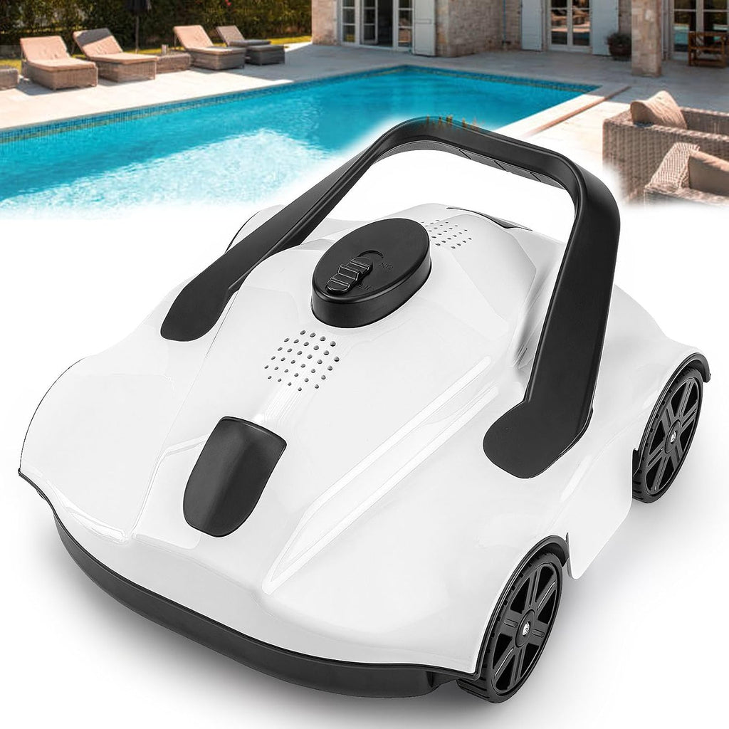 Smart Pool Robot, Above Ground Pool Cleaning Machine, Intelligent Path Planning and Cordless Design, Lasts 130 Minutes, Suitable for Above Ground Pools Up to 1076 Square Feet,White
