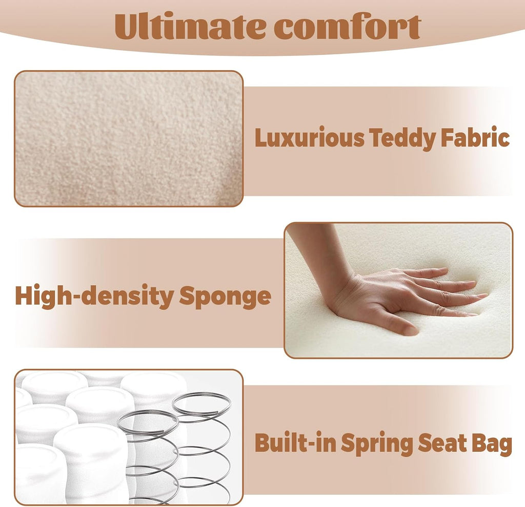 Teddy 360° Swivel Floor Gaming Sofa Chair - Beige | Adjustable Head & Waist Support, Padded Cushion, Folding Gaming Lounge Chair with Armrests & Phone Holder | Home Office