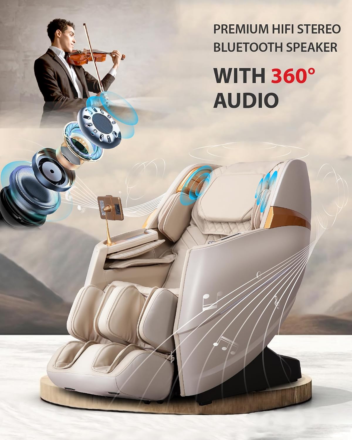 Upgrade 4D Massage Chair Zero Gravity | Massage Chair Full Body and Recliner AI Voice Control Shiatsu Massage Chairs Auto Legrest Calf & Foot Rollers Heated | Program Customization Beige