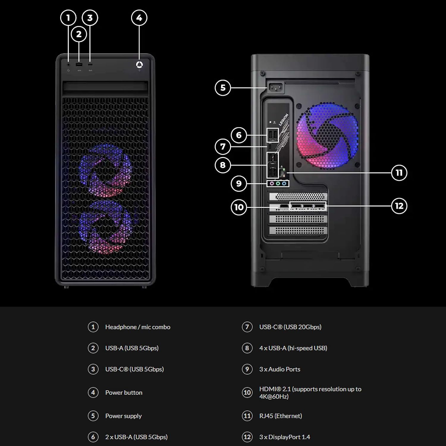 Lenovo Legion Tower 5i Gen 10 Gaming Desktop Computer, Intel Ultra9 275HX (24-Core), GeForce RTX 5070 Ti, 200W Liquid Cooling, USB KB & Mouse & Accessories, Win 11 Pro, 64GB DDR5, 2TB SSD, 2TB HDD