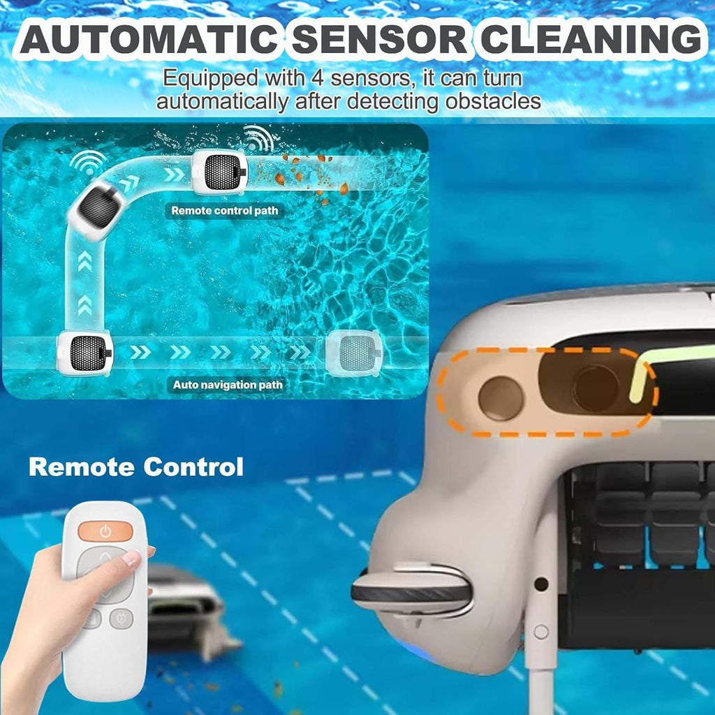 Pool Skimmer Robot- Robotic Pool Skimmer Cleaner- Automatic Cordless Robot Cleaner with 10l Large Capacity,7800mah Battery,Smart Obstacle Avoidance-24/7 Cleaning for All Pools