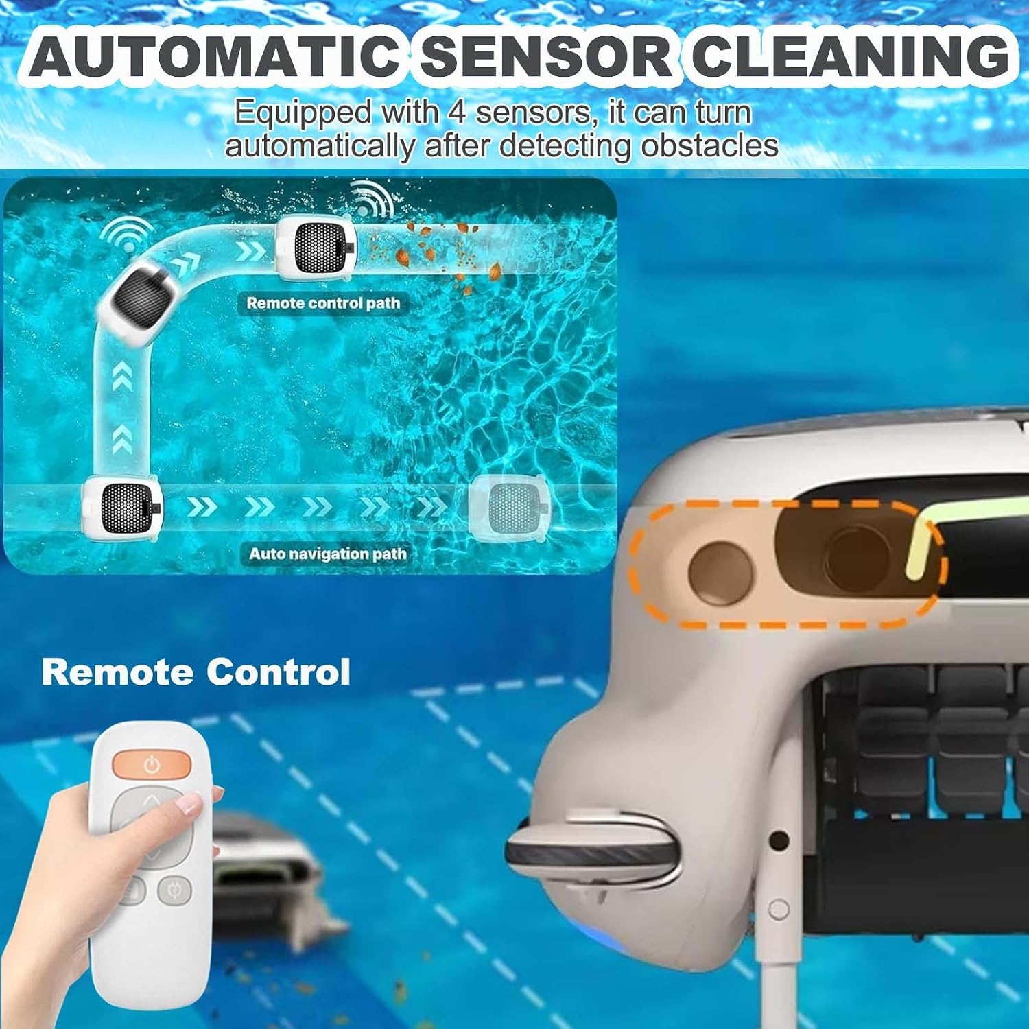 Pool Skimmer Robot- Robotic Pool Skimmer Cleaner- Automatic Cordless Robot Cleaner with 10l Large Capacity,7800mah Battery,Smart Obstacle Avoidance-24/7 Cleaning for All Pools