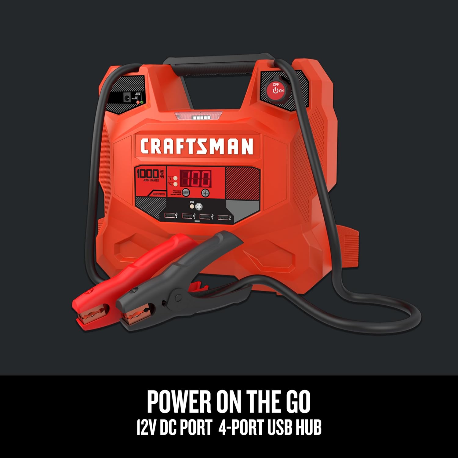 CRAFTSMAN 1000A Car Battery Jump Starter and Portable Power Station, 3-in-1 Solution, 12V DC and 2.4A USB Charging, for 12V Automotive, Marine, and Power Sport Batteries, CMXCESM281
