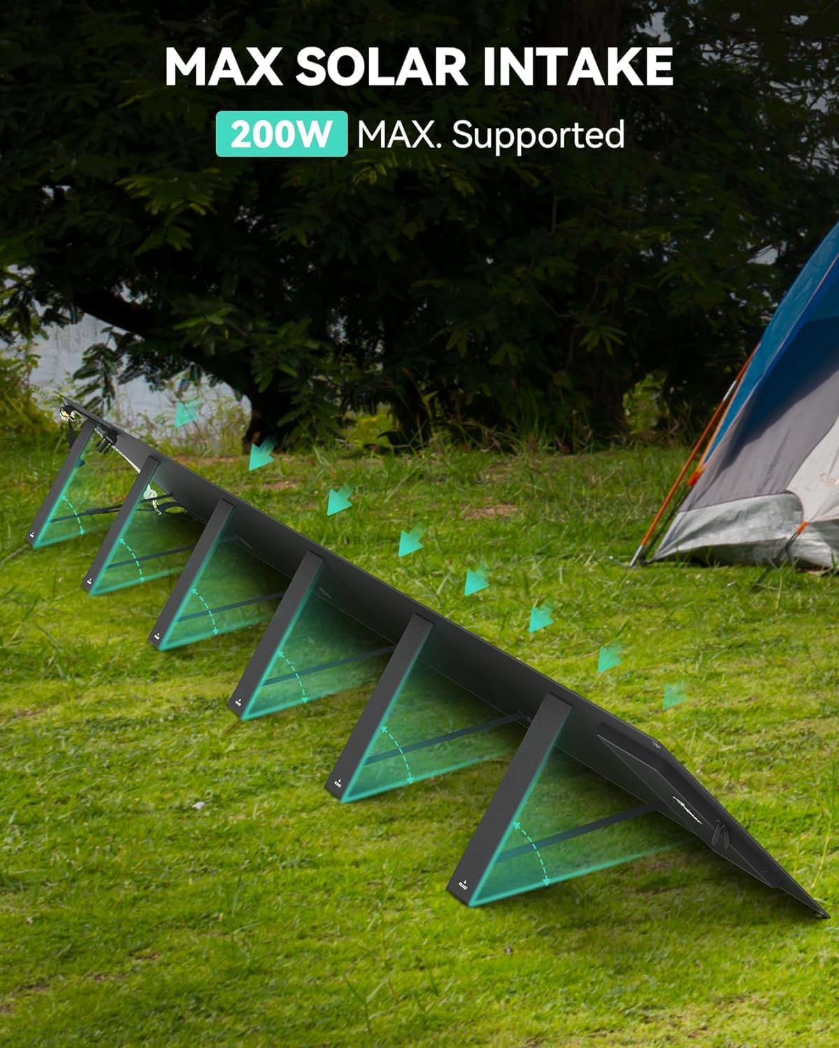 12 Folding Portable Solar Panel, 200W Foldable Solar Panel Charger with Adjustable Kickstand,IP65 Waterproof Solar Panel Kit for Outdoors Camping RVs Home Emergency Off Grid System