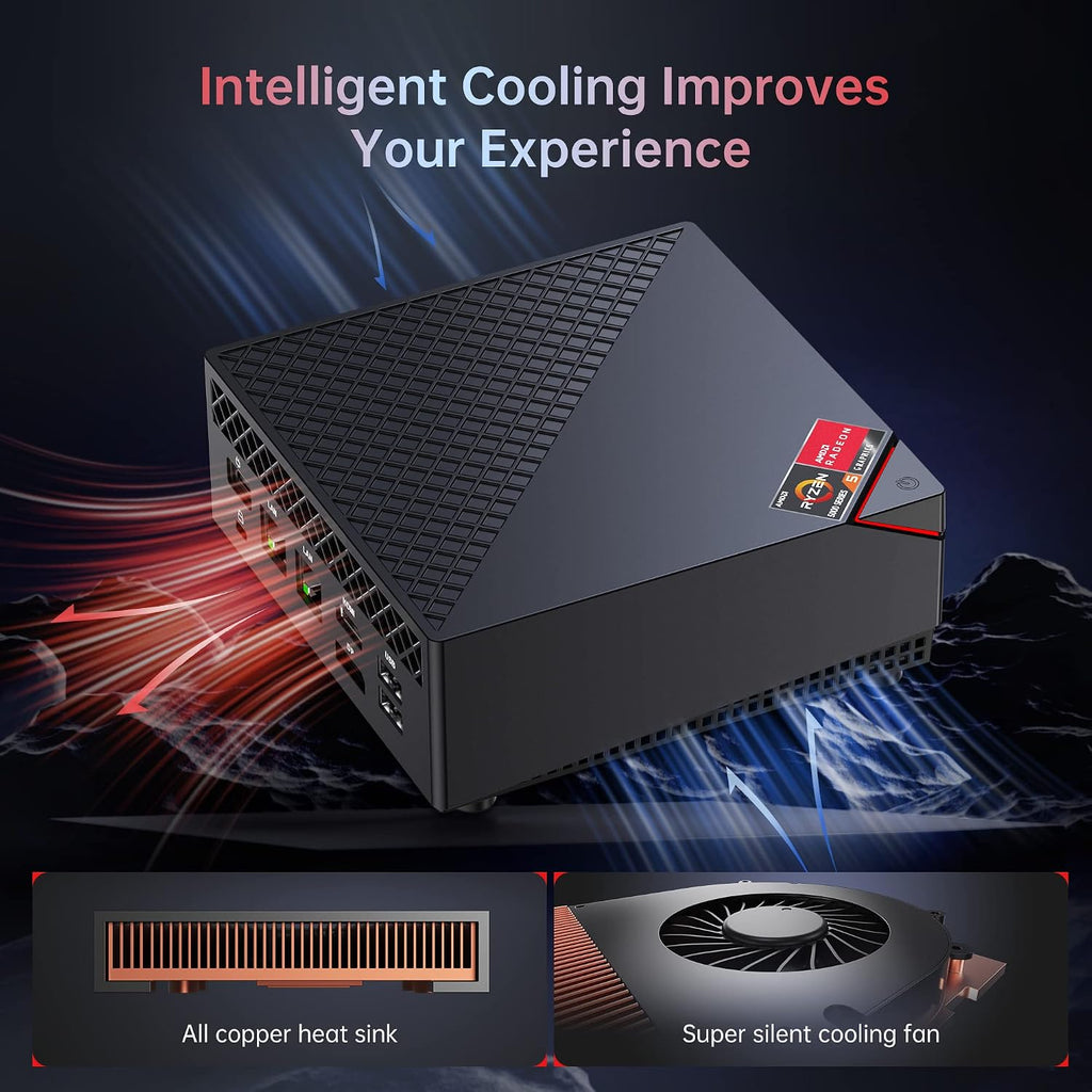 ACEMAGIC Mini Gaming PC AMD Ryzen™ 7 5700U 16GB DDR4 RAM, 512GB SSD Wind 11 Pro 8 Cores/16 Threads Mini Computers (up to 4.4Ghz) 4K Triple Display Mini Desktop Bluetooth/WiFi 6/Office