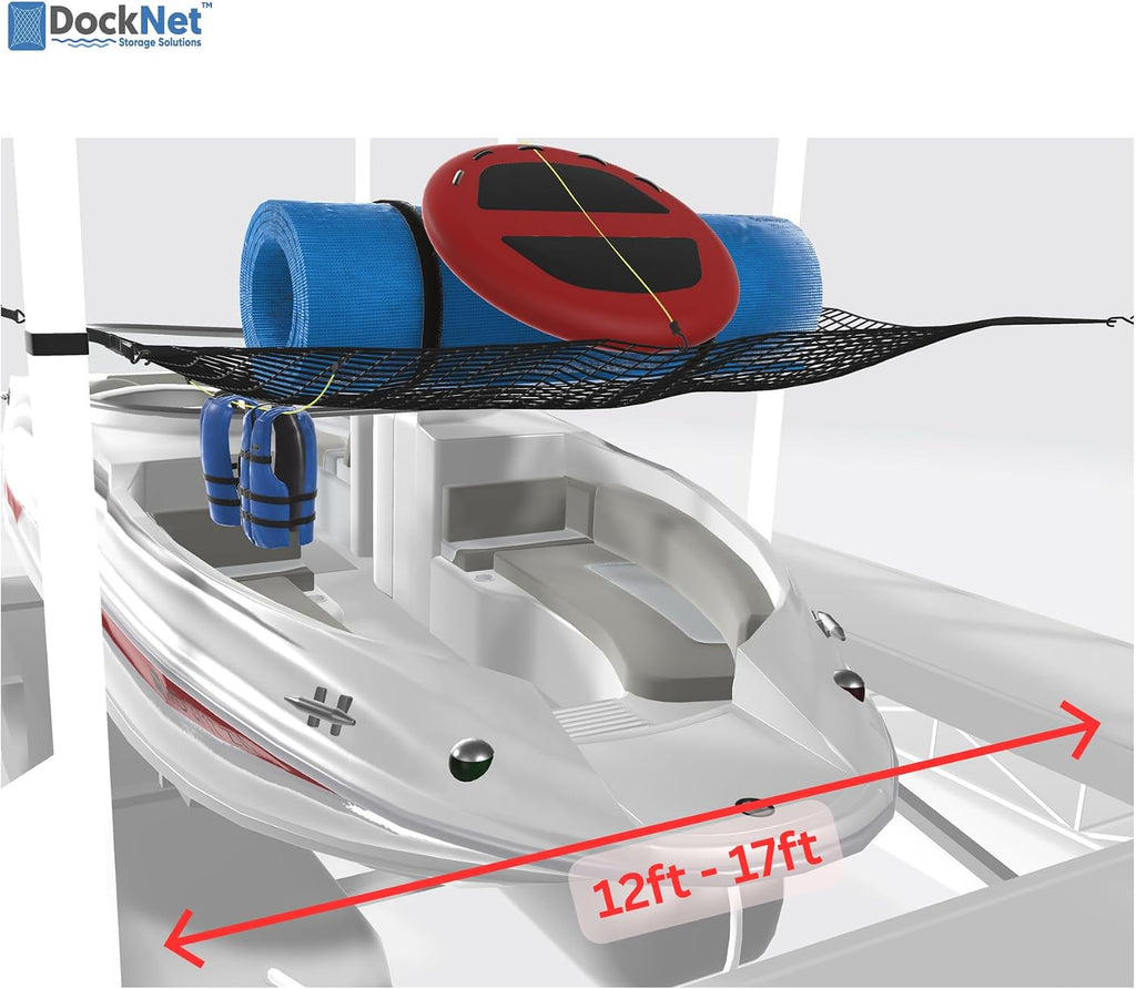 DockNet Storage Net – Heavy-Duty Boat Slip Organizer for Boat Docks | Easy Install Marine Storage Solution for Drying of Towables, Life Jackets, Paddleboards, Inflatables, etc