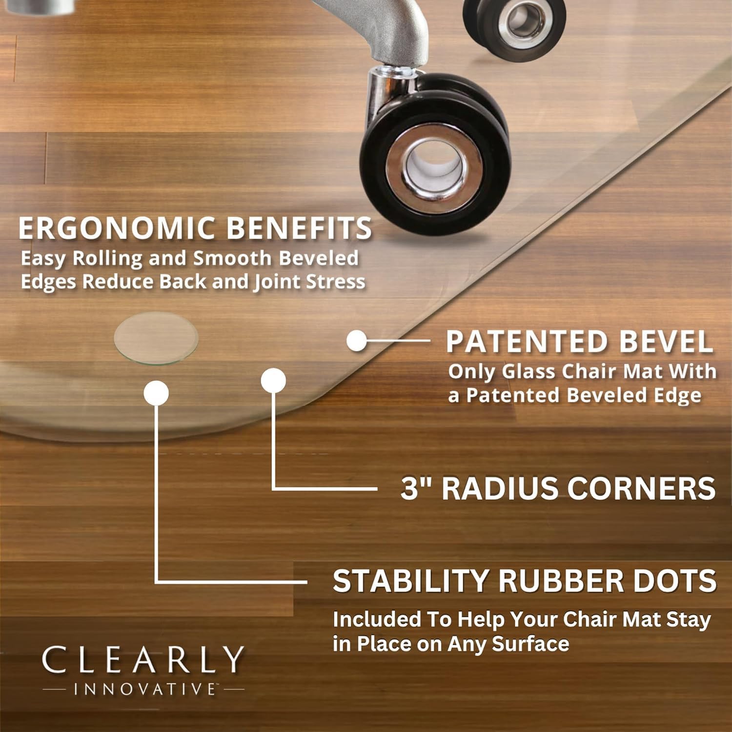 Office Chair Mat for Carpet & Hardwood - 36x48 Tempered Glass Chair Mat, Beveled Edge, Heavy-Duty 1,000 lb Capacity, Smooth Glide Floor Protector by Clearly Innovative