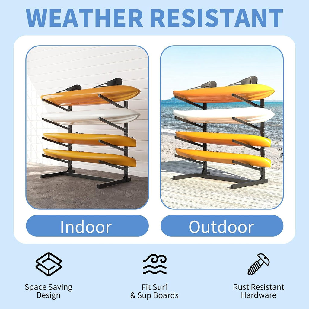 AQY Kayak Storage Rack,Heavy Duty Steel Adjustable Freestanding Kayak Stands with Wheels for Garage and Outdoor Storage,Storage Rack for Kayak, Canoe, Surfboard and Paddleboard