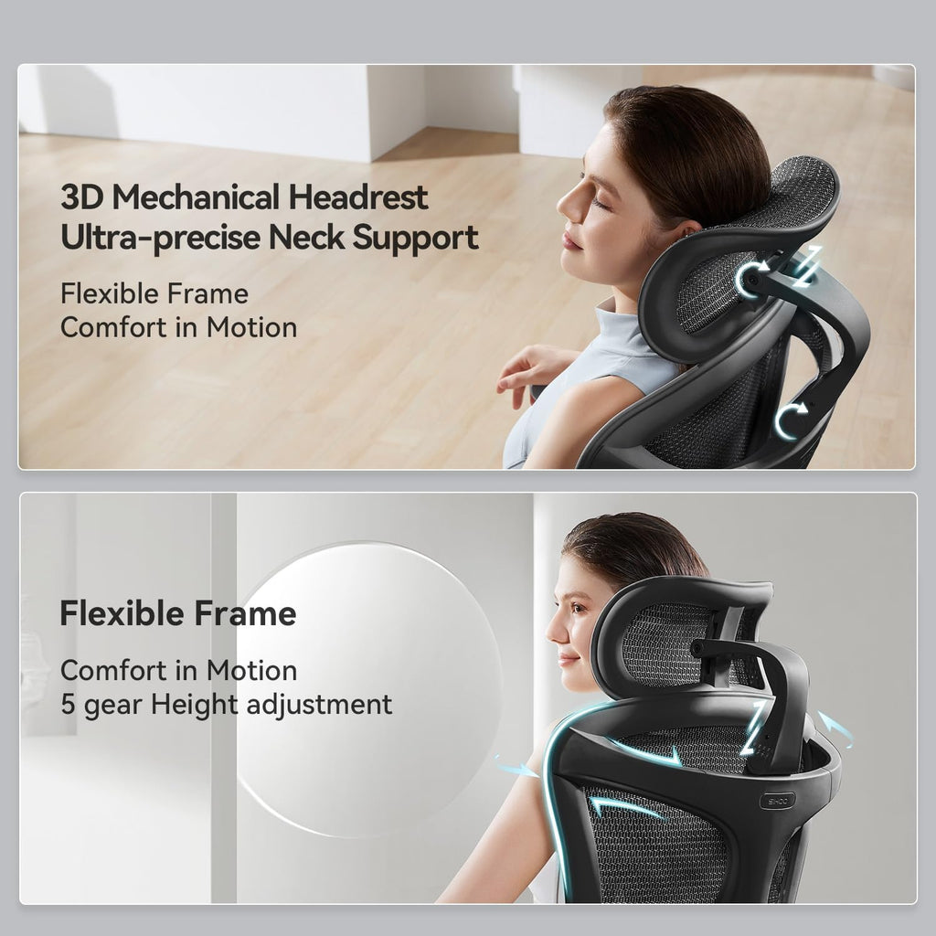 SIHOO Doro C300 Pro Ergonomic Office Chair with Ultra-Soft 6D Armrests, Dynamic Lumbar Support, Seat Depth Adjustment, Adjustable Backrest, Big and Tall Desk Chair for Home Office (Black)