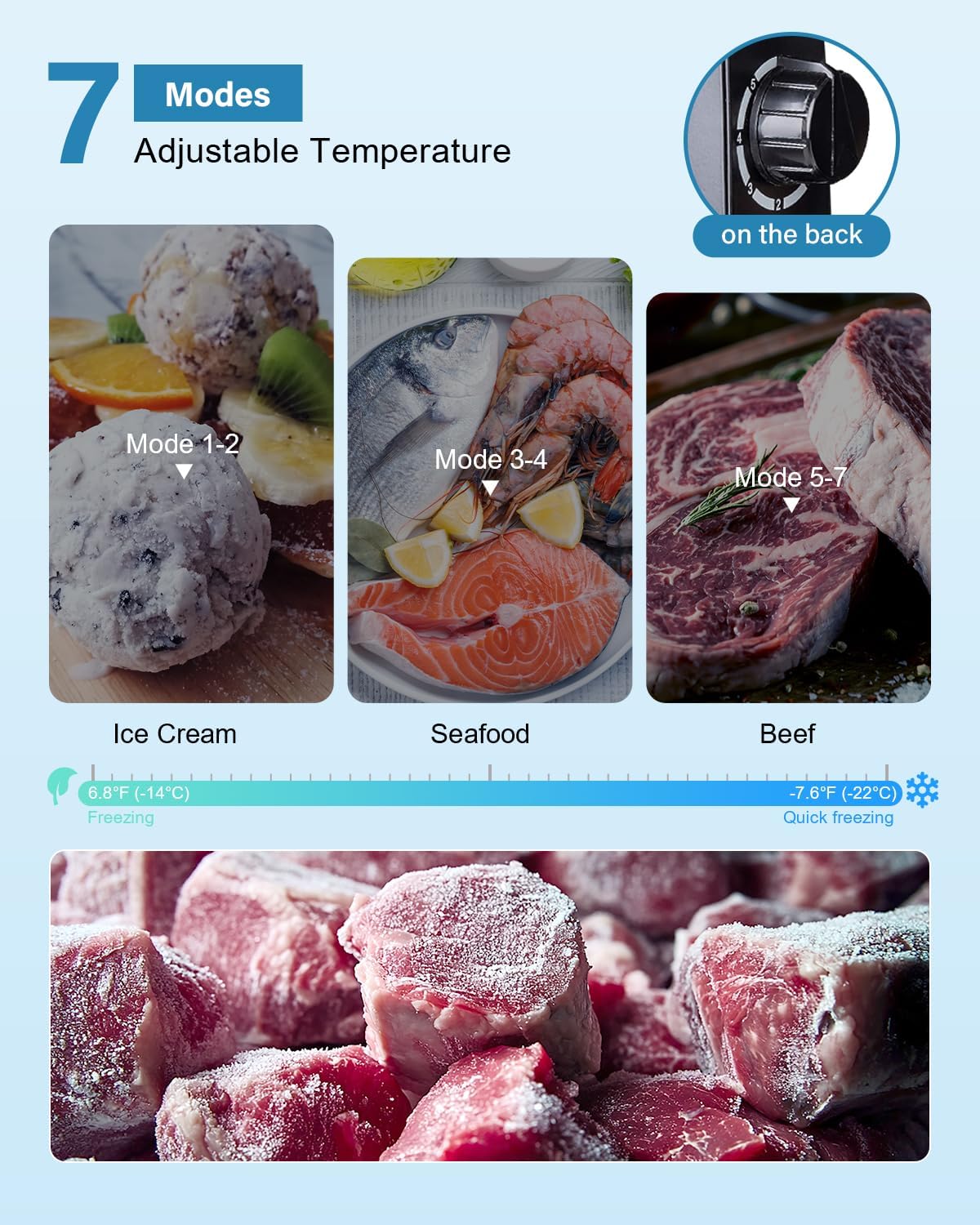 Feelfunn 1.1 Cu.ft Mini Freezer - Compact Upright Freezer with 7 Adjustable Thermostat, Removable Shelf, Reversible Single Door, 360°Uniform Cooling Small freezer for Home Office Apartment Dorm, Black