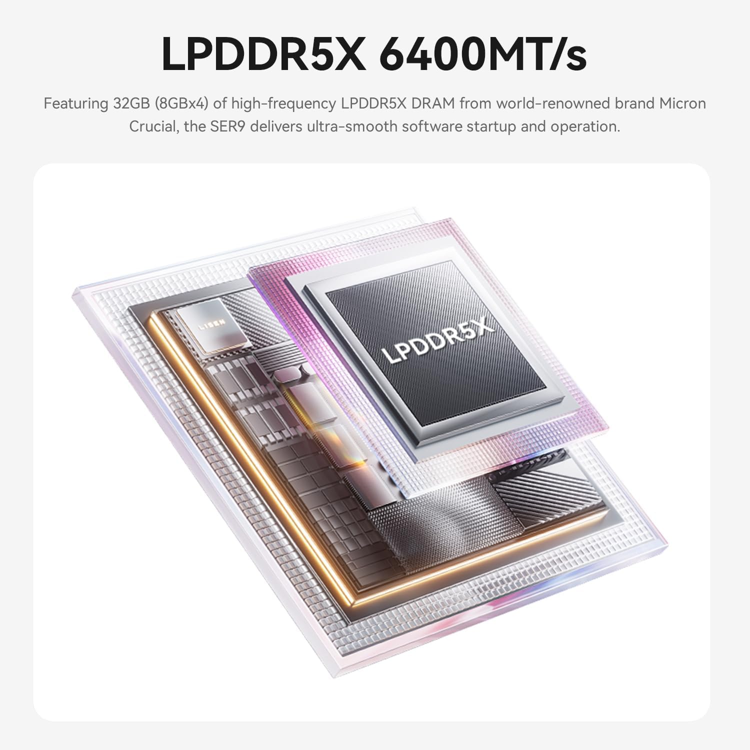 Beelink SER9 Mini PC, AMD Ryzen 7 H 255 (8C/16T up to 4.9GHz), 32GB LPDDR5 1TB PCIe4.0 SSD, SER Mini Computer Support 4K@240Hz, Triple Display, WiFi6, BT5.2, HDMI+DP, USB4