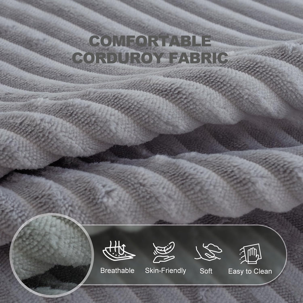 Giant Bean Bag Chair with Armrests - Oversized Cozy Seating for Adults, Corduroy Fabric & High-Resilience Foam Filling, Ideal Lounge for Living Room, Bedroom & Gaming Room (Grey)