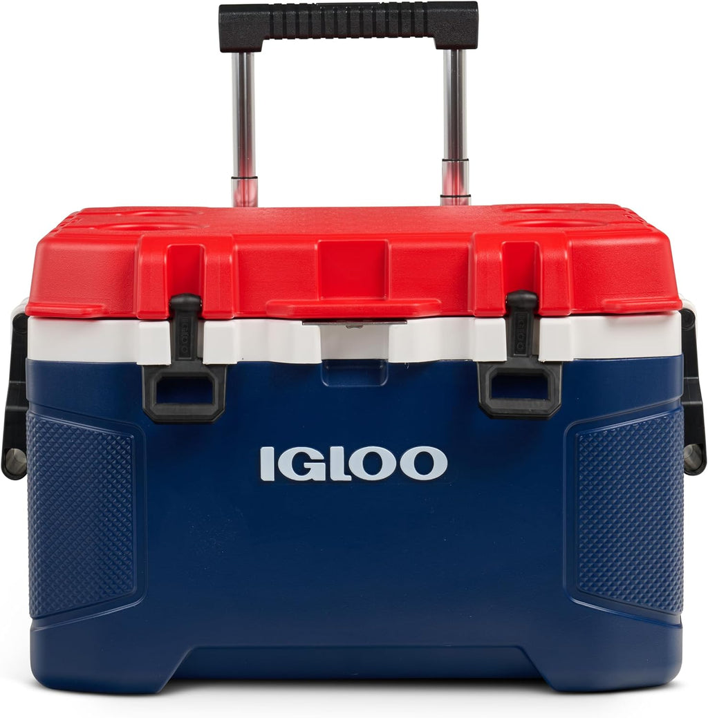 Igloo Trailmate 52Qt Wheeled Cooler, Insulated Hard Shell Ice Chest, Americana