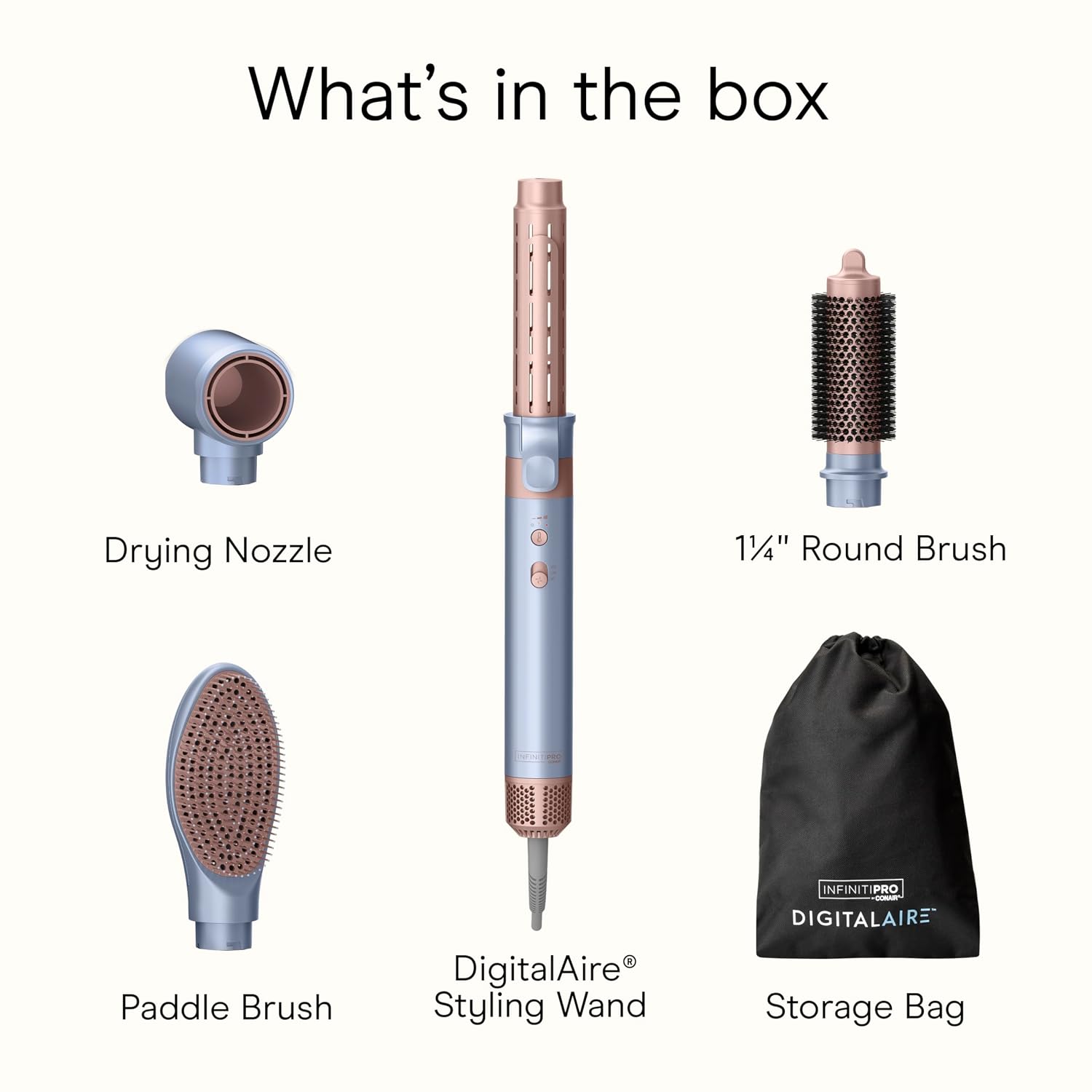 INFINITIPRO by CONAIR DigitalAIRE Multi Hair Styler, Air Styling System for Curls, Waves, Blowouts & Volume, 4 Attachments to Personalize Your Look Plus Storage Bag, Light Blue