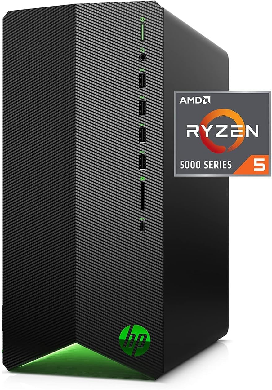 HP Pavilion Gaming PC, AMD Ryzen 5 5600G Processor, 8 GB RAM, 512 GB SSD, Windows 11, Wi-Fi 5 & Bluetooth 4.2 Combo, 9 USB Ports, Pre-Built Gaming PC Tower, Mouse and Keyboard (TG01-2030, 2021)