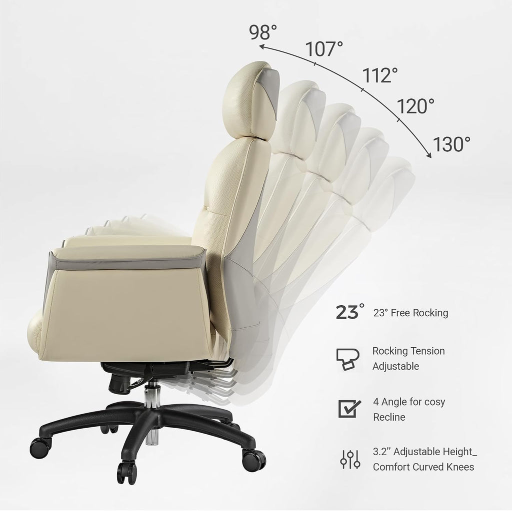 EUREKA ERGONOMIC Microfiber Leather Office Chair Ergonomic Desk Chair, Executive Chair Office Gaming Chair, Comfy Big and Tall Office Chair with Elevatable Headrest & Padded Armrests, Beige