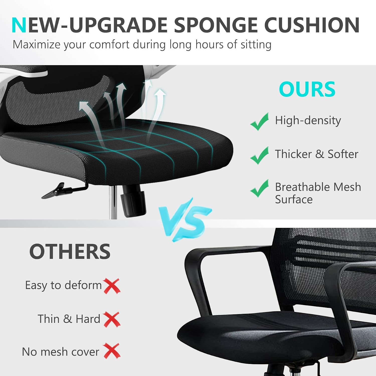 balmstar Ergonomic Office Chair Desk Chair - Mesh Computer Chair with 360° Swivel Wheels, Adjustable 90-130° Recline & Lumbar Support for Home Office, Supports up to 350lbs (04Black)