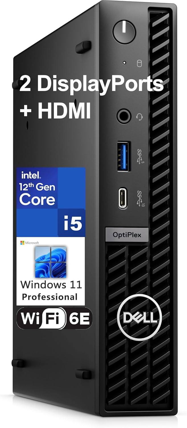 Dell OptiPlex 7020 MFF Mini PC 7000 Micro Form Factor Business Desktop Computer, Intel Hexa-Core i5-12500T (Beat i7-11700T), 64GB DDR5 RAM, 1TB PCIe SSD, WiFi6E, 2 DisplayPort + HDMI, Windows 11 Pro