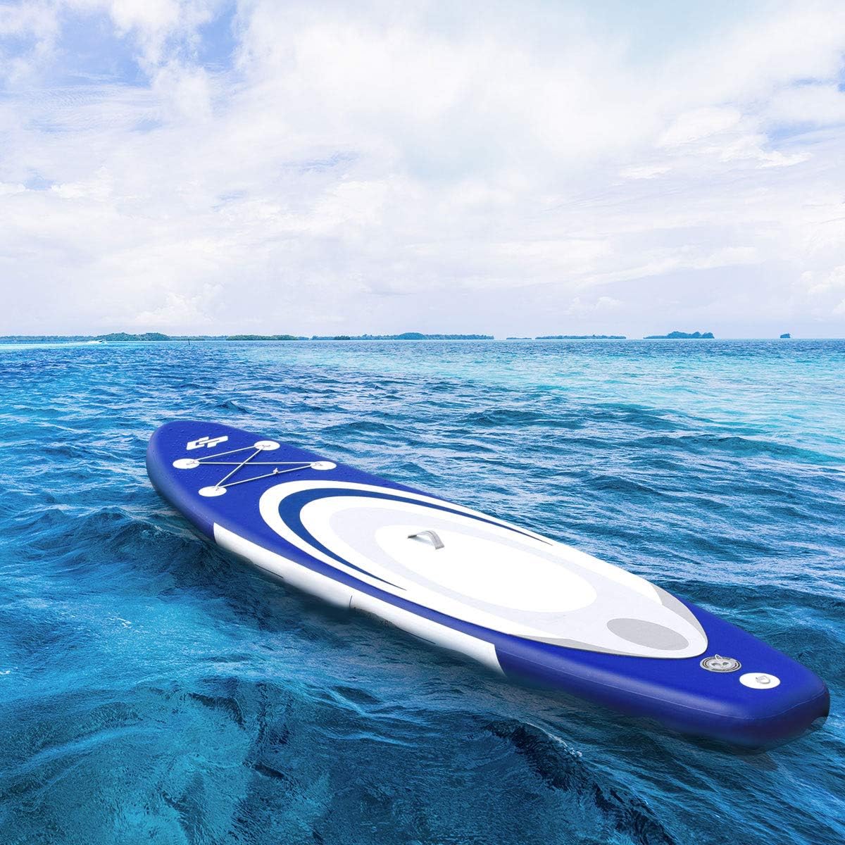 GOFLAME 11' Inflatable Stand up Paddle Board Adjustable Paddle, Leash, Pump and Backpack,Surfboard SUP Board with Pump Repair Kit, 6 Inch Thick (Blue, 11')