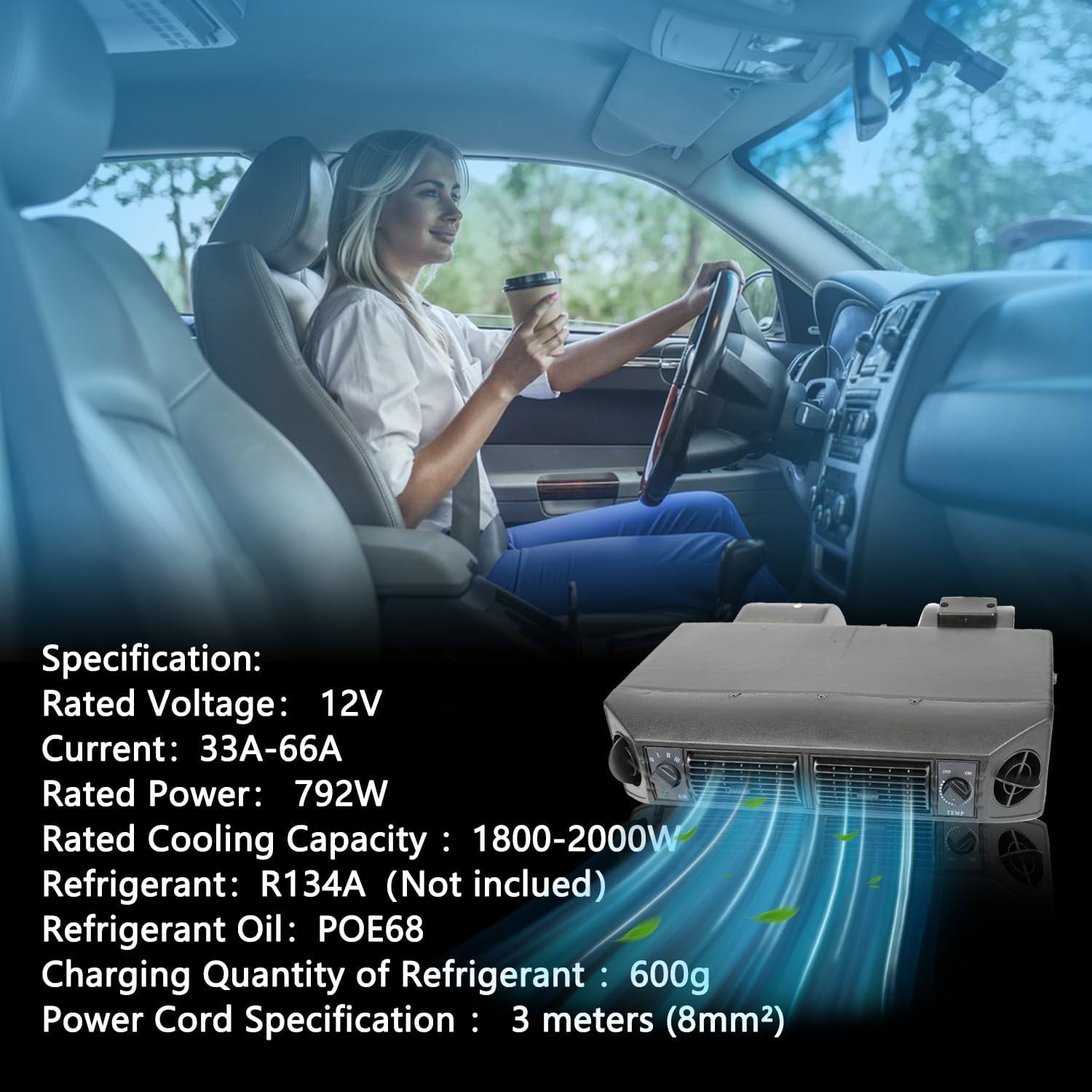 12V Air Conditioner 10000BTU Auto Universal Under Dash A/C Kit 12 Volt Electric Parking air Conditioning Car ac system Fit For Van Auto RVs Truck Energy Saving