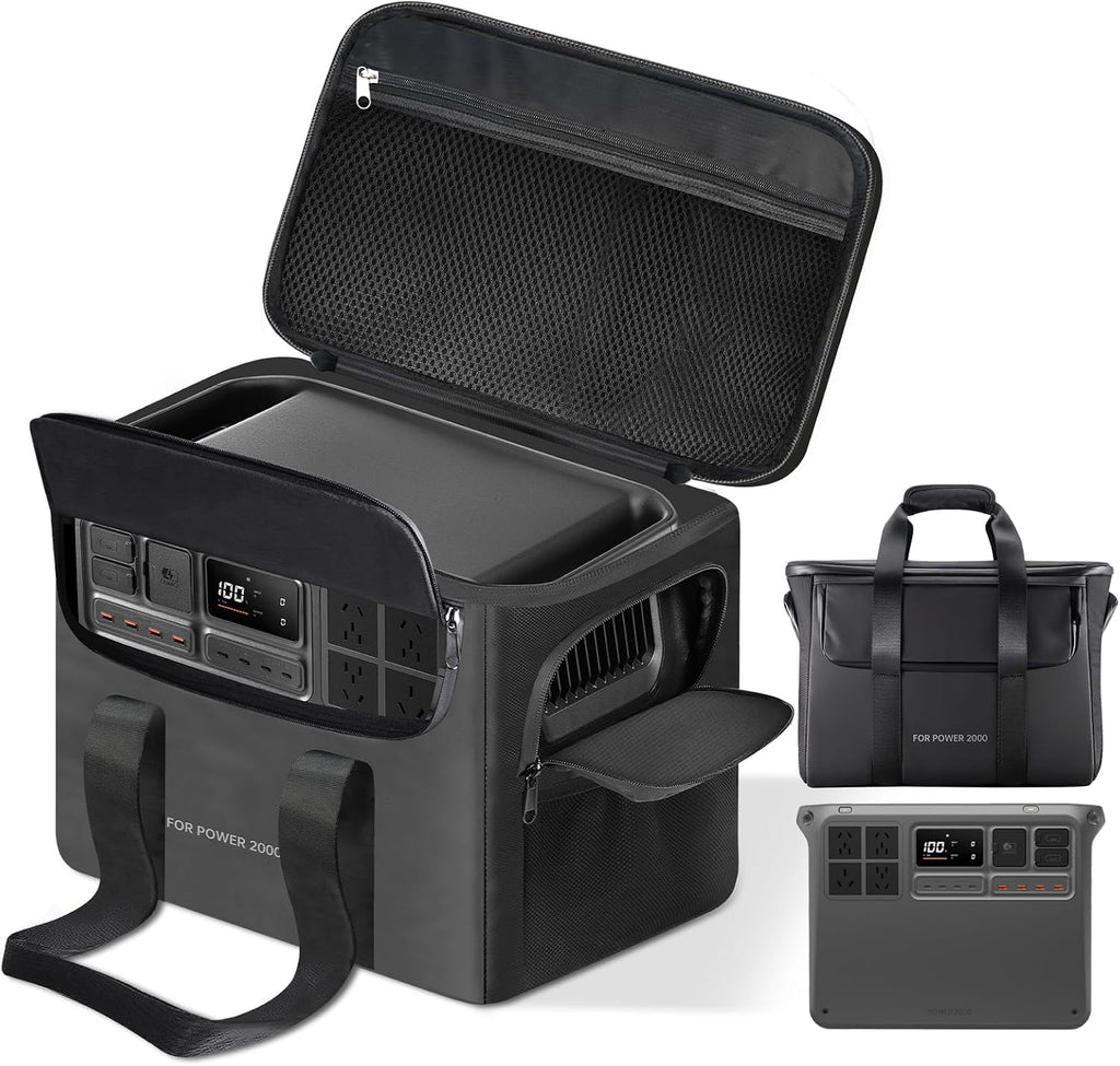 sarlar Carrying Case for DJI Power 2000 Portable Power Station, Travel Storage Bag Anti-collision Scratch-proof and Waterproof with Back and Sides Pockets for Charging Cable and Accessories