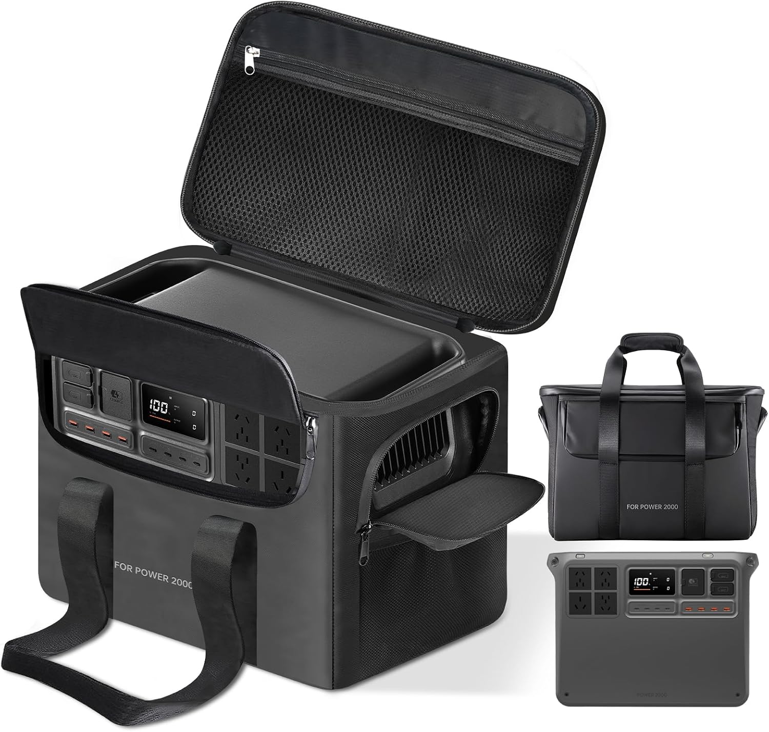 sarlar Carrying Case for DJI Power 2000 Portable Power Station, Travel Storage Bag Anti-collision Scratch-proof and Waterproof with Back and Sides Pockets for Charging Cable and Accessories