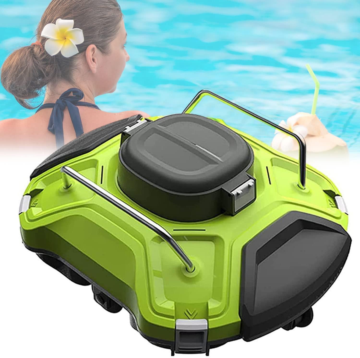 Fully Automatic Swimming Pool Cleaning Robot, Fully Automatic Robotic Pool Cleaner Wall-Climbing Underwater Cleaner with Smart Navigation and Top Load Filter