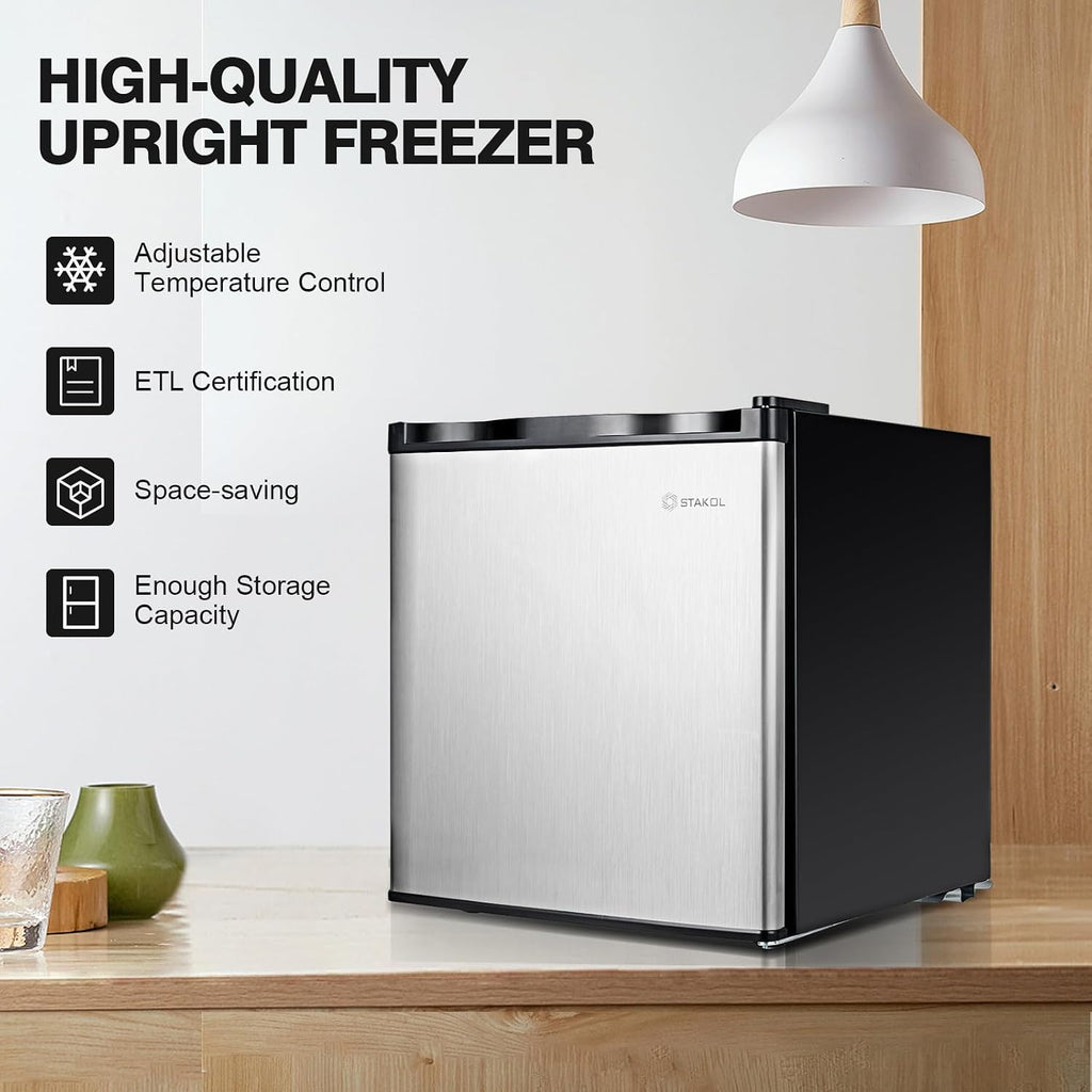 1.1 cu. ft. Mini Freezer Countertop, Portable Small Freezer w/Reversible Door, 7-Grade Adjustable Thermostat, Manual Defrost, Compact Upright Freezer for Garage, Dorm, Office, RV, Boat