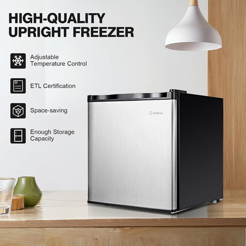1.1 cu. ft. Mini Freezer Countertop, Portable Small Freezer w/Reversible Door, 7-Grade Adjustable Thermostat, Manual Defrost, Compact Upright Freezer for Garage, Dorm, Office, RV, Boat