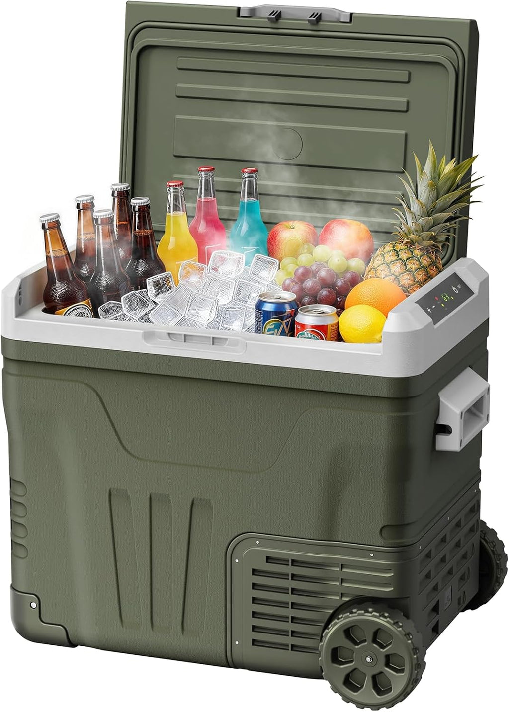Antarctic Star 12 Volt Refrigerator 53QT(50L) Compressor Electric Cooler, Car Fridge -4℉~68℉, Portable Freezer 12V/24V DC 100-240V AC, 12V Cooler with Wheels & Handle for Travel,Camping,Truck, Green