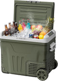 Antarctic Star 12 Volt Refrigerator 53QT(50L) Compressor Electric Cooler, Car Fridge -4℉~68℉, Portable Freezer 12V/24V DC 100-240V AC, 12V Cooler with Wheels & Handle for Travel,Camping,Truck, Green