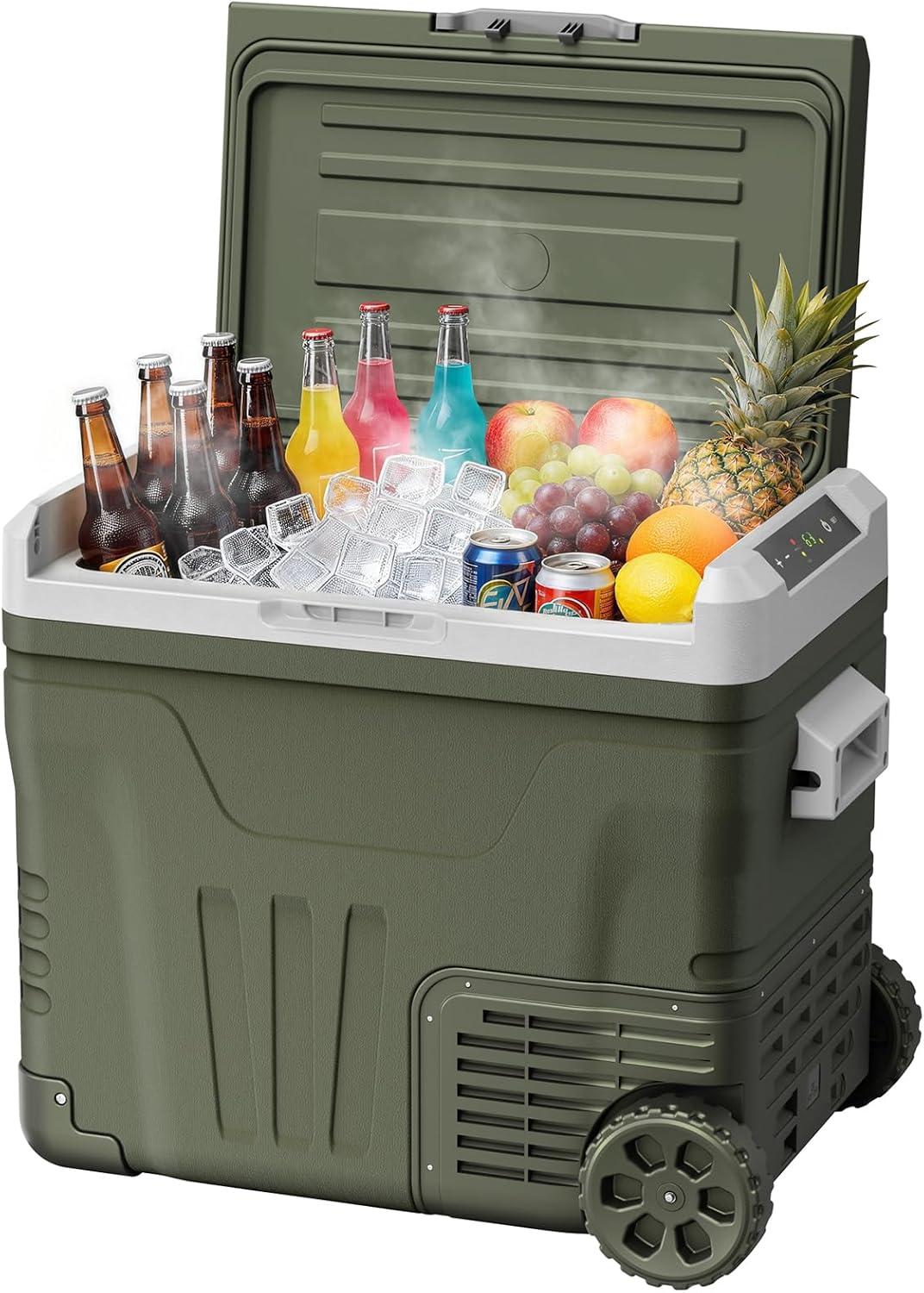 Antarctic Star 12 Volt Refrigerator 53QT(50L) Compressor Electric Cooler, Car Fridge -4℉~68℉, Portable Freezer 12V/24V DC 100-240V AC, 12V Cooler with Wheels & Handle for Travel,Camping,Truck, Green