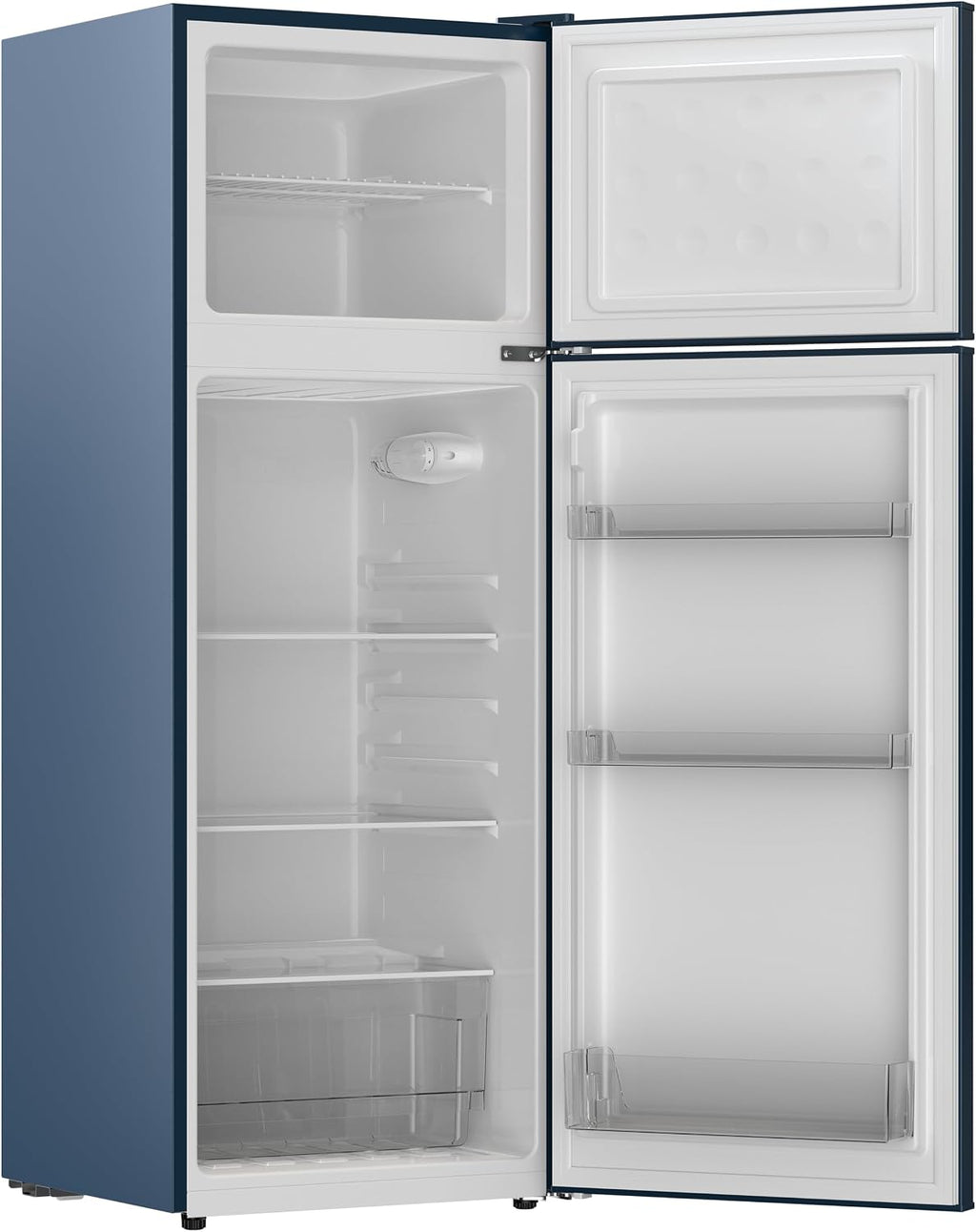 Frigidaire Retro Apartment Size Refrigerator with Top Freezer - 2 Door Fridge with 7.5 Cu Ft of Storage Capacity, Adjustable Spill-Proof Shelves, Door & Crisper Bins, Azure