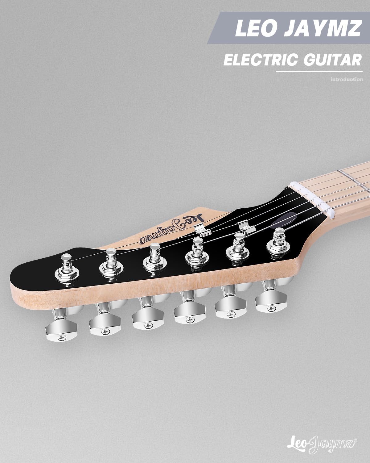 Leo Jaymz 39' Full Size ST Style Electric Guitar Starter Kit with SSS Pickups, 5W Portable Amp, Tuner, Gig Bag, Strap & Accessories(Silver Black 5W)