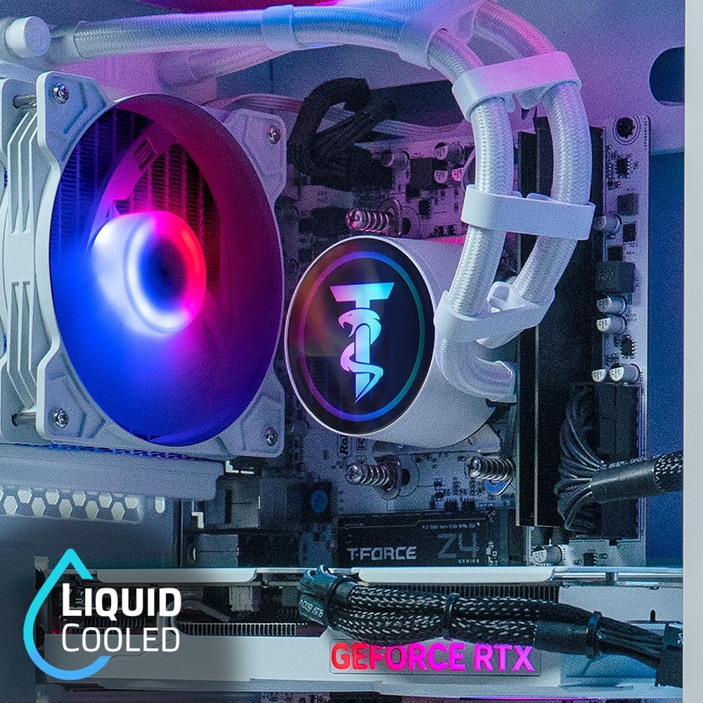 ViprTech Ghost 3.0 Liquid-Cooled PC - AMD Ryzen 7 (4.4Ghz Turbo), RTX 4060 8GB, 16GB DDR4 RAM, 1TB SSD, VR-Ready, Streaming, WiFi BT, RGB, Win 11, Warranty, Gaming Desktop Computer, White