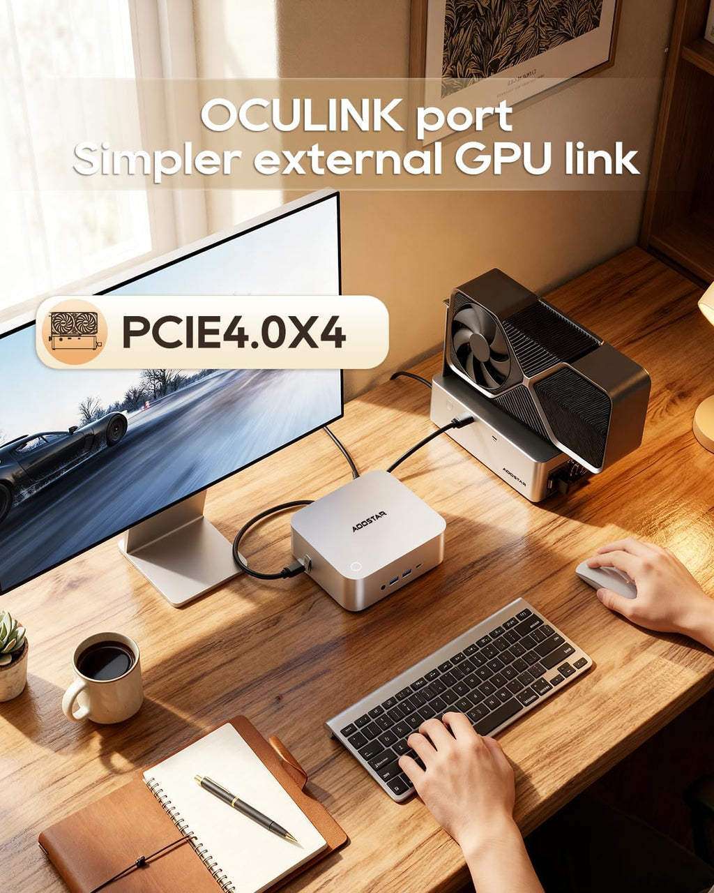 AOOSTAR MACO AMD R7 PRO 6850H Mini PC (8C/16T 4.70Ghz) with LPDDR5 6400Mhz 24GB RAM &1TB M.2 2280 PCIE4.0 NVME SSD,3 *M.2 Slots; Dual 2.5G; LAN Dual USB4；Four-Screen 4K Display