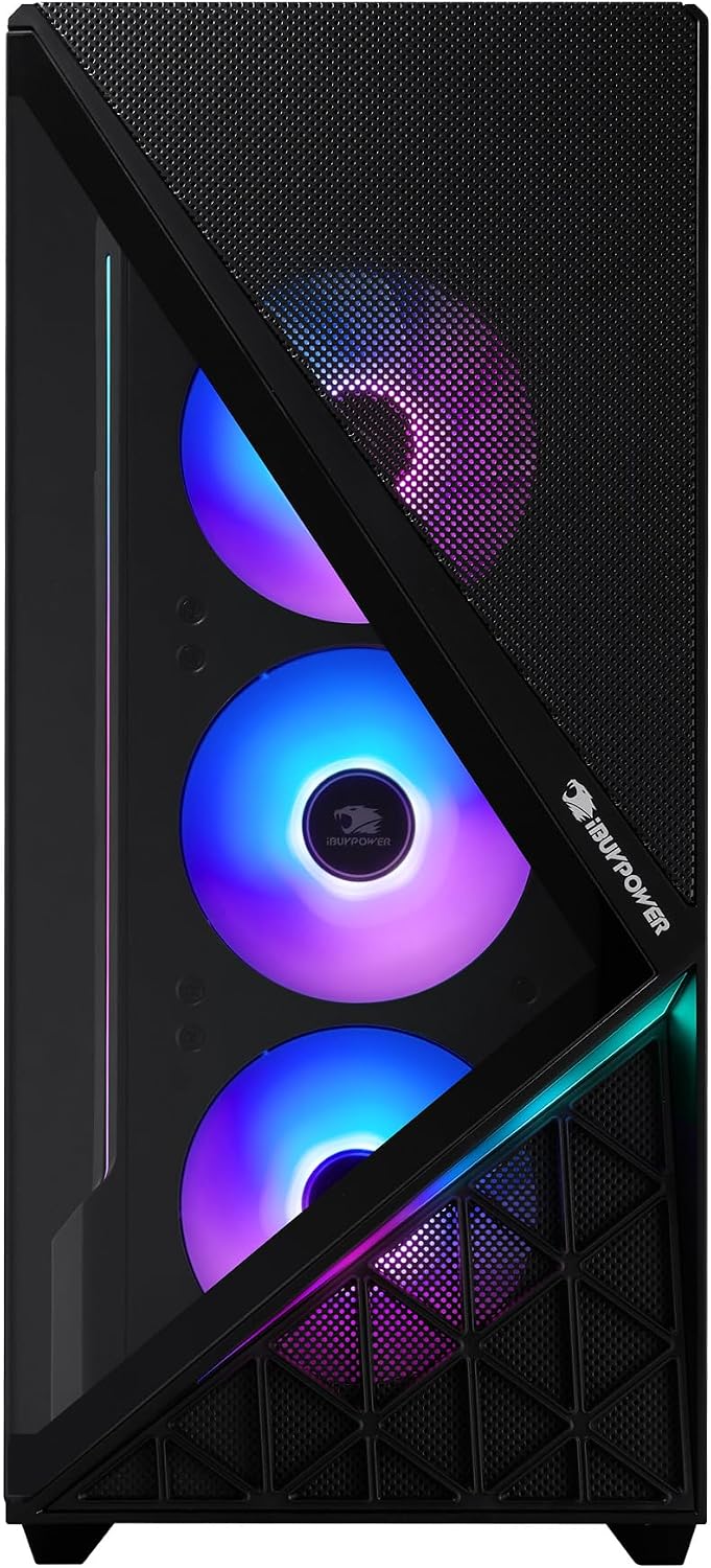 iBUYPOWER Slate Black Gaming PC Desktop Computer AMD Ryzen 5 8400F CPU, NVIDIA GeForce RTX 5060Ti 8GB GPU, 16GB DDR5 RGB 5200MHz RAM, 1TB NVMe SSD, Windows 11 Home, Keyboard, Mouse - SBA5N56T01