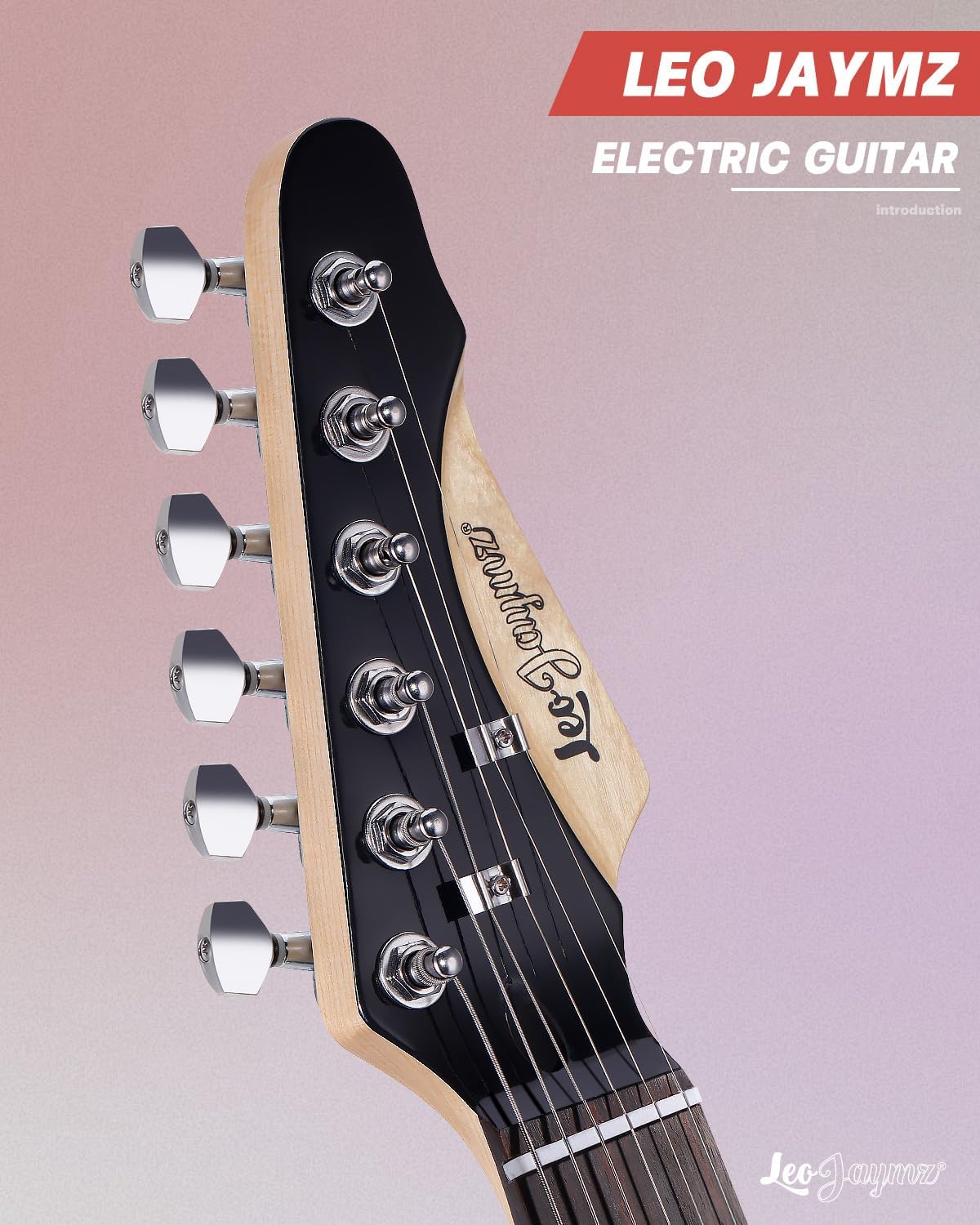 Leo Jaymz 39' Full Size ST Style Electric Guitar Starter Kit with SSH Pickup, 5W Portable Amp, Tuner, Gig Bag, Strap & Accessories (Red Flame)