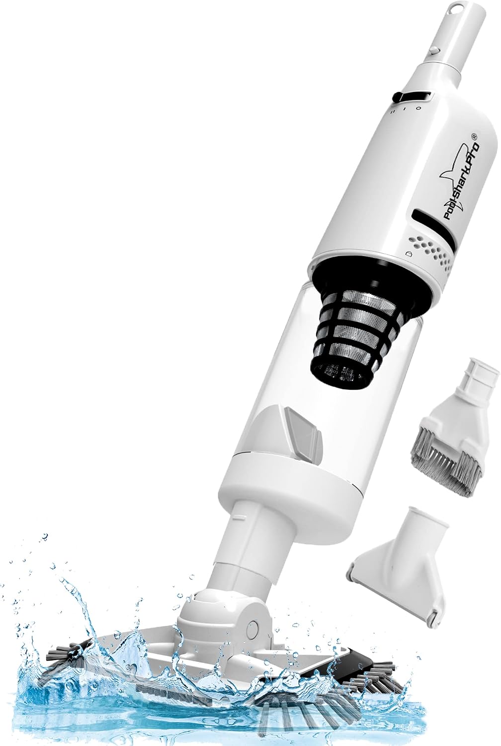 POOL SHARK Pro Cordless Pool Vacuum 1.5 Hours Strong Suction for Deep Pool Cleaning, Handheld Rechargeable Swimming Pool Cleaner with Roller and Heavy Duty Brushes for Inground and Above Ground Pools