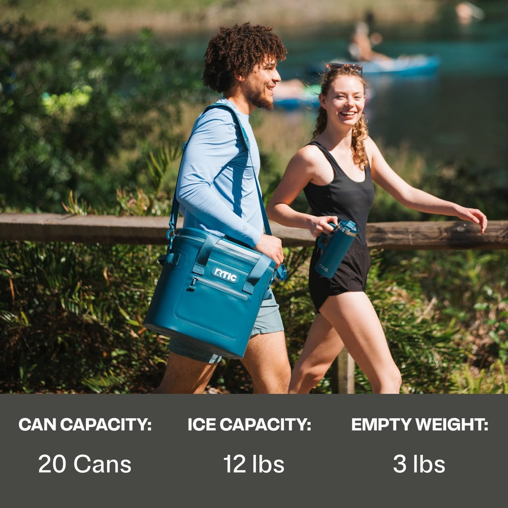 RTIC Ultra-Tough Soft Cooler 20 Can, Insulated Bag Portable Ice Chest Box for Lunch, Beach, Drink, Beverage, Travel, Camping, Picnic, Car, Trips, Floating Cooler Leak-Proof with Zipper