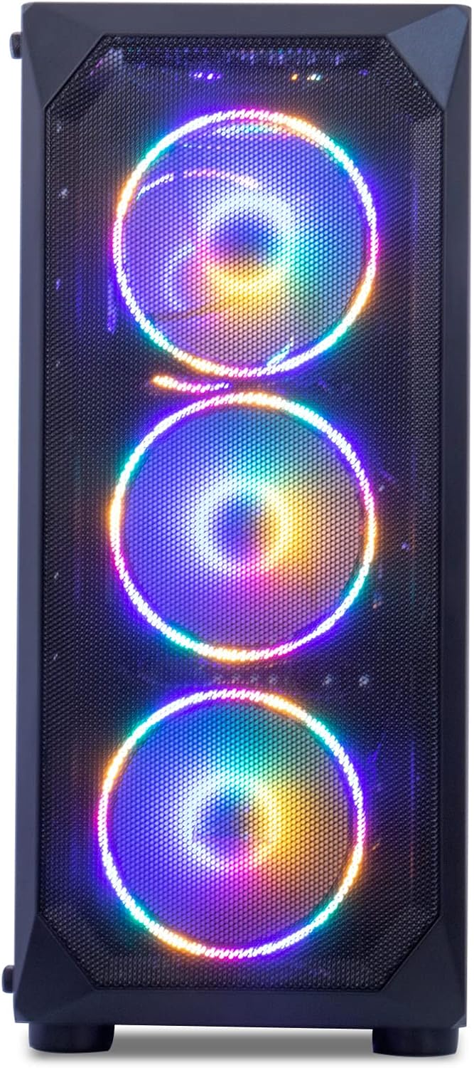 MXZ Gaming PC Desktop Computer, AMD Ryzen 5 5600, RTX 4060, 16GB DDR4, NVME 1 T SSD, 6RGB Fans, Win 11 Pro Ready, Gamer Desktop Computer(R5 5600| RTX4060)