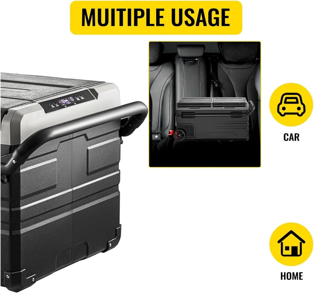 Car refrigerator 75L 95L Small Car Fridge 12V/24V Portable Fit For Mini Dual Storage Zone Refrigerator Compressor Truck Freezer Cooler Home Use Car mounted freezer(75 L)