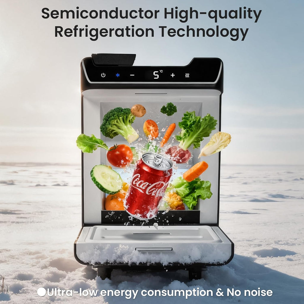 Car Refrigerator for Tesla Model Y Juniper, Rear Center Console Fridge for Model Y 2026~2025, Cooler & Warmer, Portable Freezer for Camping Commuting Sports & Traveling