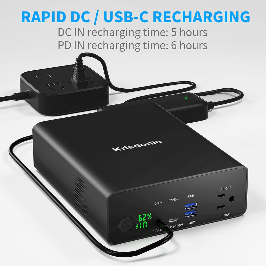 Power Bank with AC Outlet, Portable Laptop Charger Battery Bank USB C 100W Fast Charging, 80000mAh/296Wh Power Station External Battery Pack 130W/110V for Outdoor Camping Home Office