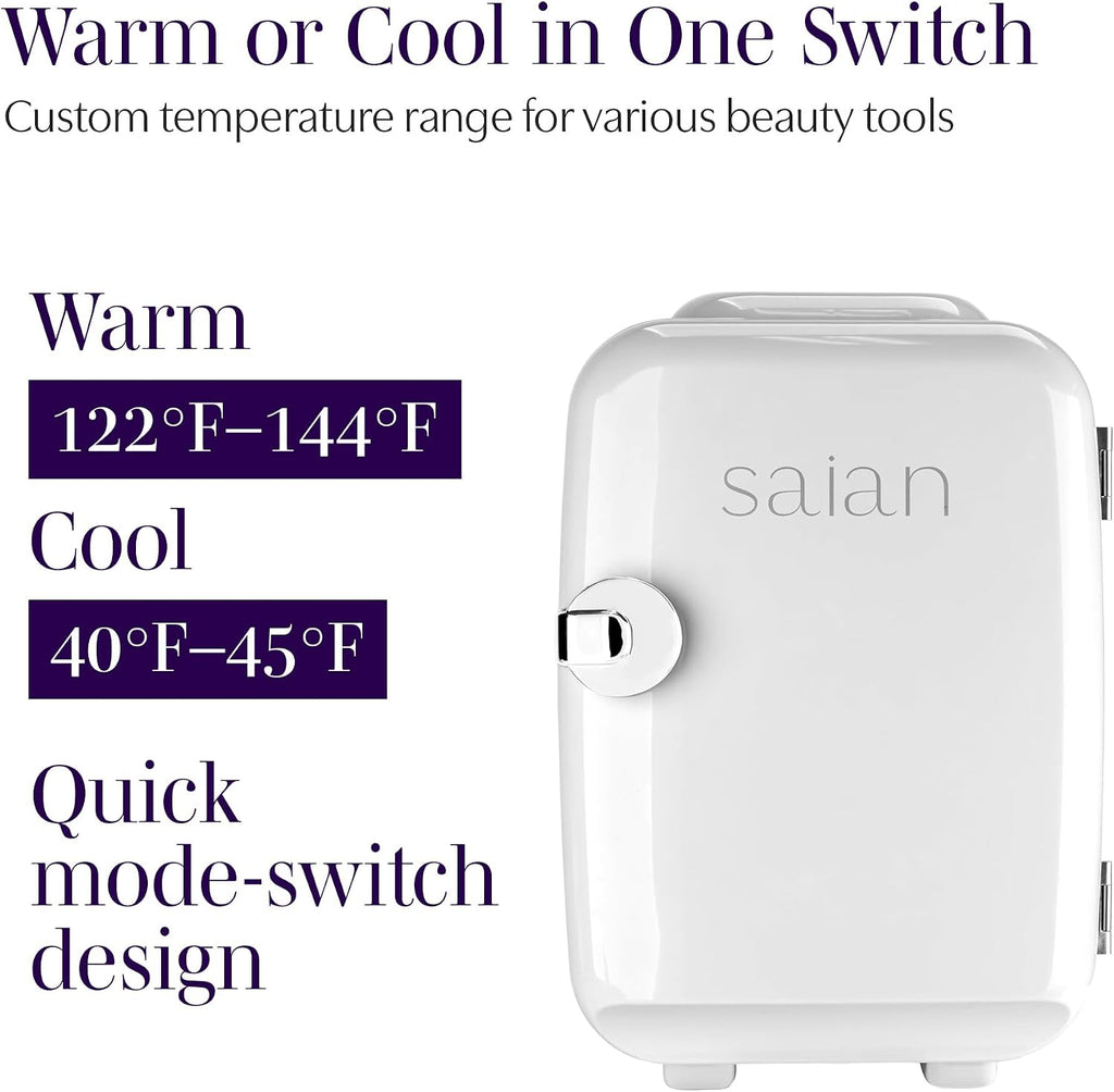 Saian Esty Fridge for Skincare Products - Compact 4L Portable Mini Fridge with Quiet Dual Cooling and Warming for Beauty Tools - Ideal for Desktop, Office or Countertop Use in Home, Spa or Studio
