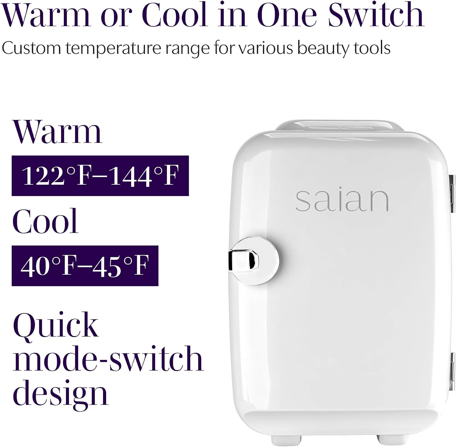 Saian Esty Fridge for Skincare Products - Compact 4L Portable Mini Fridge with Quiet Dual Cooling and Warming for Beauty Tools - Ideal for Desktop, Office or Countertop Use in Home, Spa or Studio