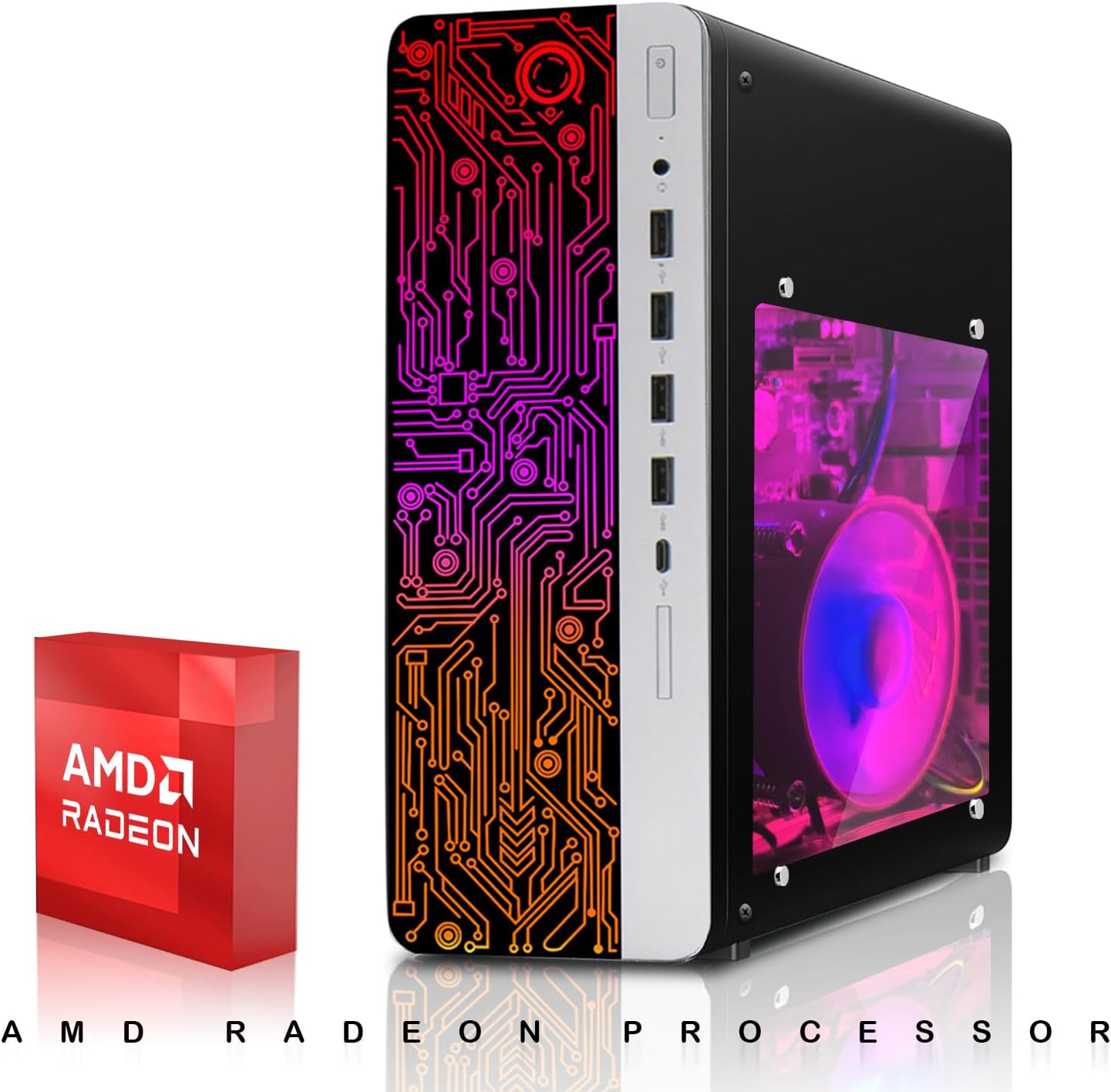 HP Gaming PC Desktop Computer – AMD Pro A10-9700,RX 550 Graphics,16GB RAM,1TB SSD,24 Inch Curved Monitor,RGB Keyboard with AI Copilot,Mouse,WiFi,RGB Headphone,Windows 11(Renewed)